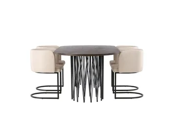 Stone Matgrupp 220 cm Oval med 4 Simrishamn stolar - Beige - Möbler - Bord & matgrupp - Matgrupp