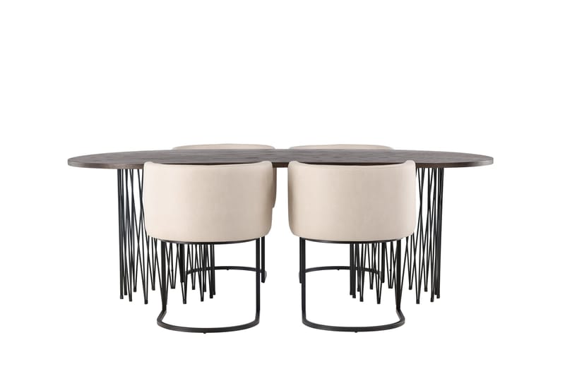 Stone Matgrupp 220 cm Oval med 4 Simrishamn stolar, Beige