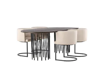 Stone Matgrupp 220 cm Oval med 4 Simrishamn stolar - Beige - Möbler - Bord & matgrupp - Matgrupp