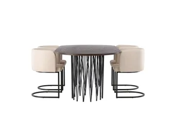 Stone Matgrupp 220 cm Oval med 4 Simrishamn stolar - Beige - Möbler - Bord & matgrupp - Matgrupp