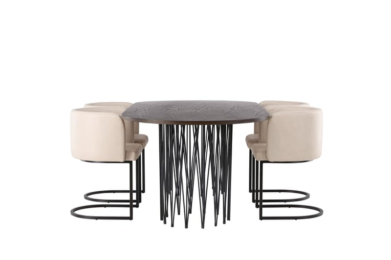 Stone Matgrupp 220 cm Oval med 4 Simrishamn stolar - Beige - Möbler - Bord & matgrupp - Matgrupp