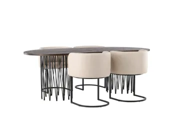 Stone Matgrupp 220 cm Oval med 4 Simrishamn stolar - Beige - Möbler - Bord & matgrupp - Matgrupp