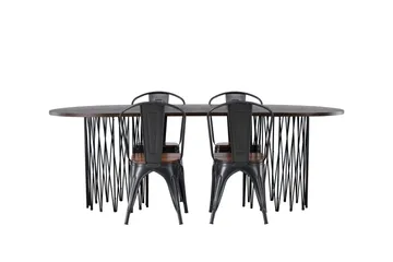 Stone Matgrupp 220 cm Oval med 4 Tempe stolar - Mocca - Möbler - Bord & matgrupp - Matgrupp