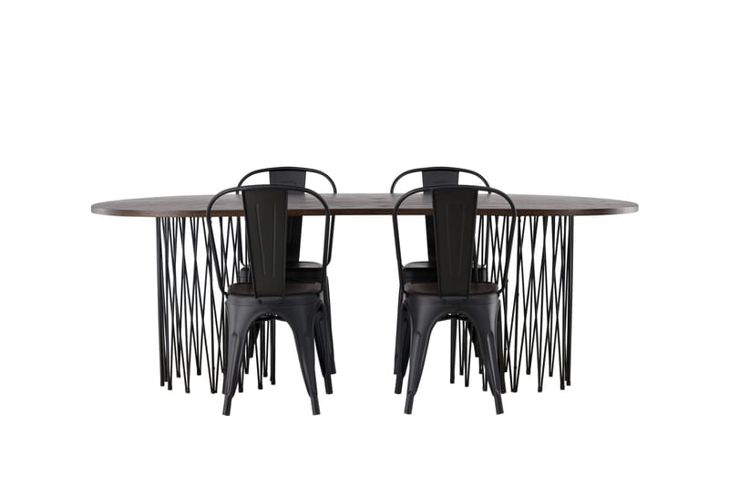 Stone Matgrupp 220 cm Oval med 4 Tempe Stolar - Svart - Möbler - Bord & matgrupp - Matgrupp