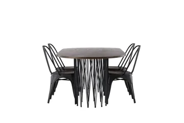 Stone Matgrupp 220 cm Oval med 4 Tempe Stolar - Svart - Möbler - Bord & matgrupp - Matgrupp