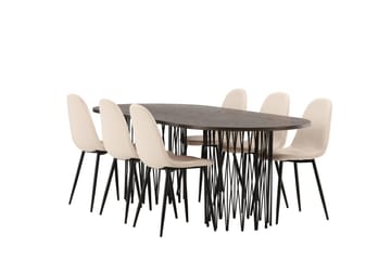 Stone Matgrupp 220 cm Oval med 6 Polar stolar - Beige - Möbler - Bord & matgrupp - Matgrupp