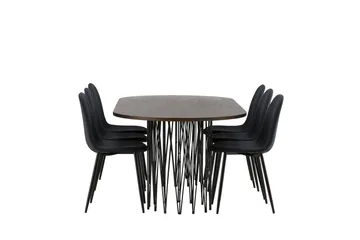 Stone Matgrupp 220 cm Oval med 6 Polar stolar - Svart - Möbler - Bord & matgrupp - Matgrupp