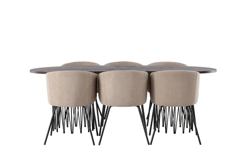 Stone Matgrupp 220 cm Rektangulär med 6 Berit stolar, Beige