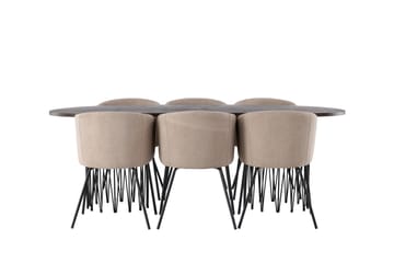 Stone Matgrupp 220 cm Rektangulär med 6 Berit stolar - Beige - Möbler - Bord & matgrupp - Matgrupp