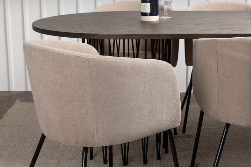 Stone Matgrupp 220 cm Rektangulär med 6 Berit stolar - Beige - Möbler - Bord & matgrupp - Matgrupp