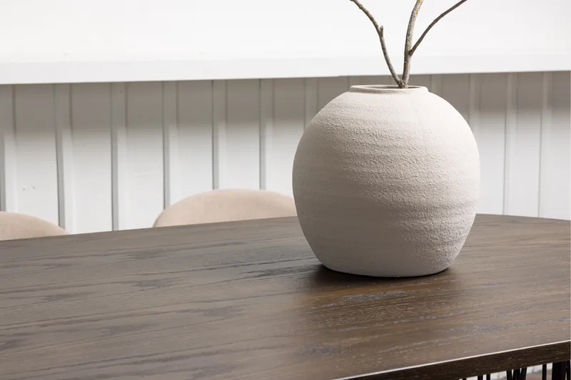 Stone Matgrupp 220 cm Rektangulär med 6 Velvet stolar - Beige - Möbler - Bord & matgrupp - Matgrupp