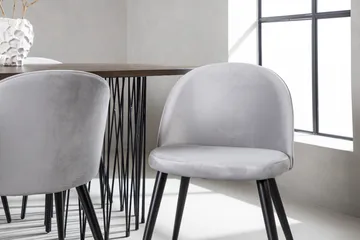 Stone Matgrupp 220 cm Rektangulär med 6 Velvet stolar - Grå - Möbler - Bord & matgrupp - Matgrupp