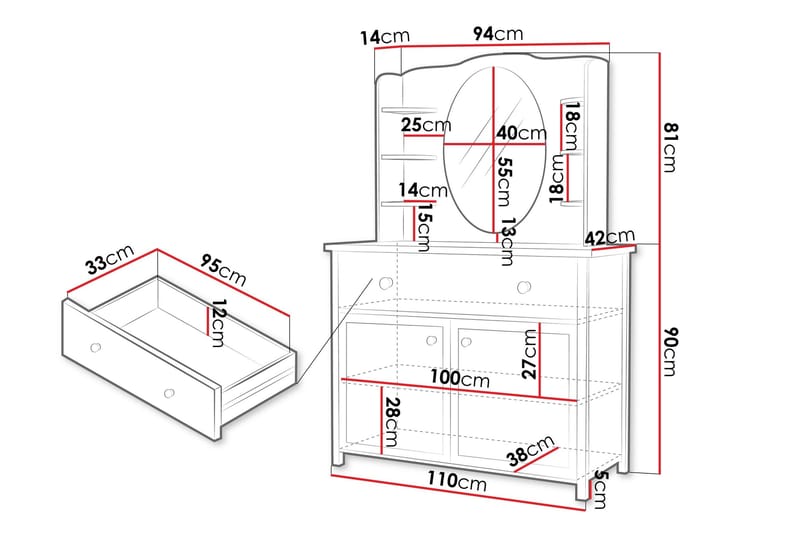 Storys Sminkbord 110x42 cm - Vit - Möbler - Bord & matgrupp - Sminkbord & toalettbord