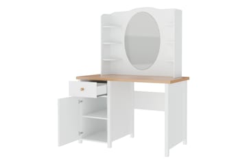 Storys Sminkbord 110x52 cm med Förvaring och Lådor i Trä med Glasspegel - Vit - Möbler - Bord & matgrupp - Sminkbord & toalettbord