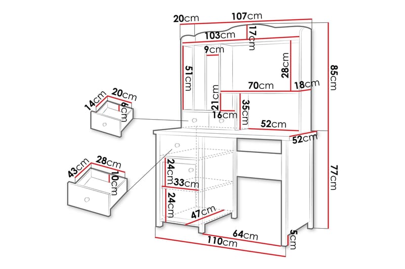 Storys Sminkbord 110x52 cm - Vit - Möbler - Bord & matgrupp - Sminkbord & toalettbord