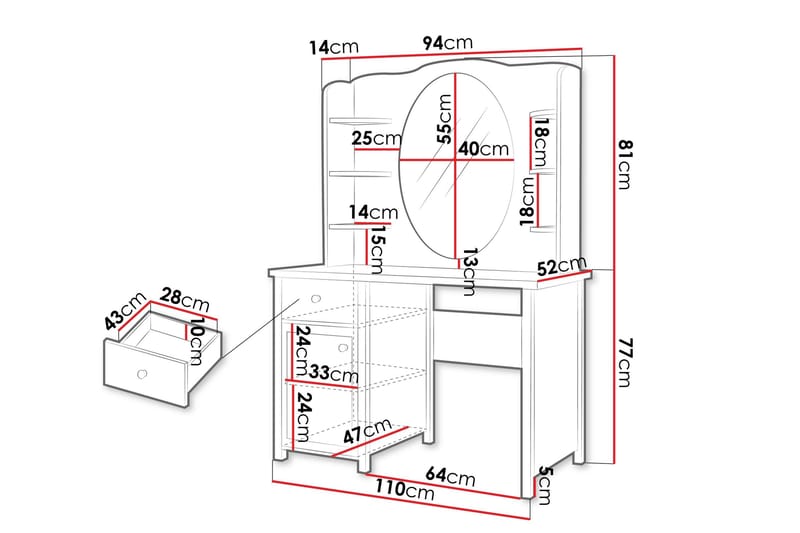 Storys Sminkbord 110x52 cm - Vit - Möbler - Bord & matgrupp - Sminkbord & toalettbord