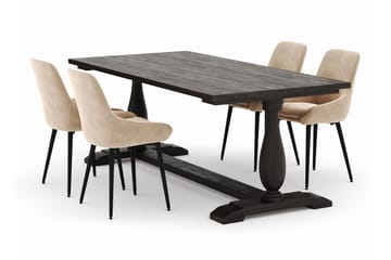 Suzon Matgrupp 200x100cm med 4 Alsarp Matstolar - Brun - Möbler - Bord & matgrupp - Matgrupp