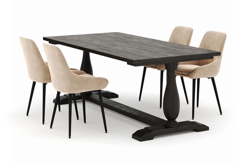 Suzon Matgrupp 200x100cm med 4 Alsarp Matstolar - Brun - Möbler - Bord & matgrupp - Matgrupp