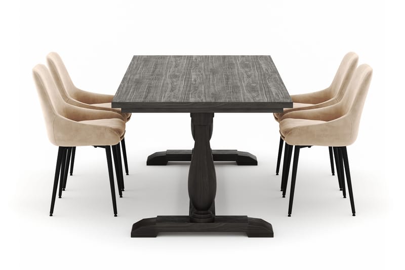 Suzon Matgrupp 200x100cm med 4 Alsarp Matstolar - Brun - Möbler - Bord & matgrupp - Matgrupp