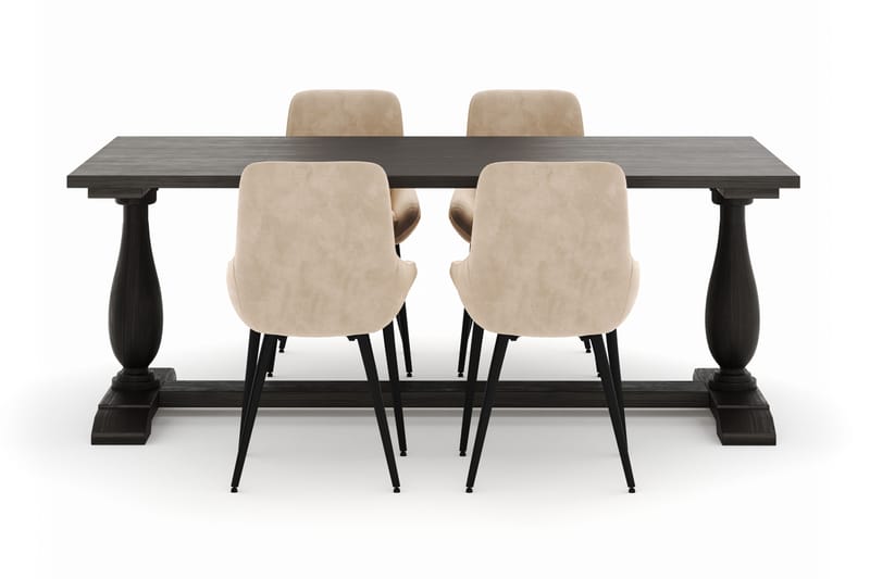 Suzon Matgrupp 200x100cm med 4 Alsarp Matstolar - Brun - Möbler - Bord & matgrupp - Matgrupp