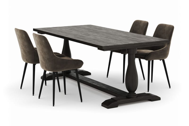 Suzon Matgrupp 200x100cm med 4 Alsarp Matstolar, Brun