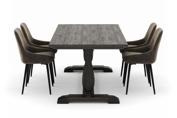 Suzon Matgrupp 200x100cm med 4 Alsarp Matstolar - Brun - Möbler - Bord & matgrupp - Matgrupp