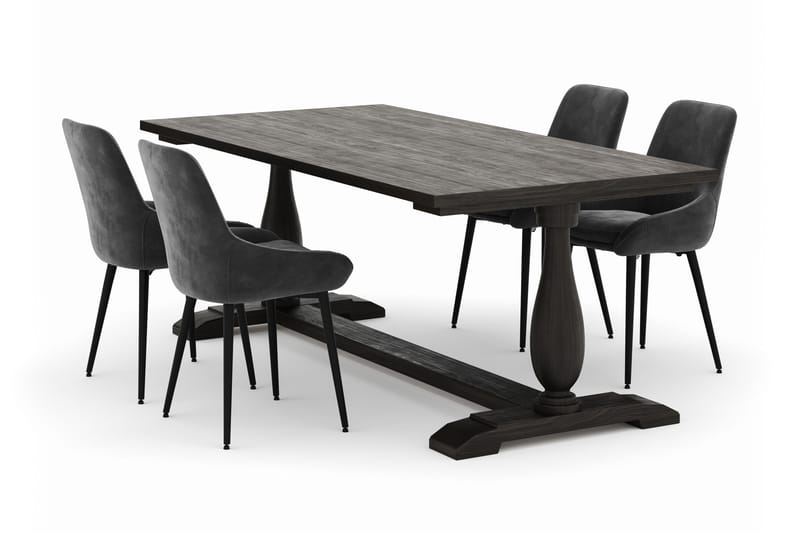 Suzon Matgrupp 200x100cm med 4 Alsarp Matstolar, Brun