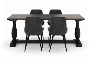 Suzon Matgrupp 200x100cm med 4 Alsarp Matstolar - Brun - Möbler - Bord & matgrupp - Matgrupp