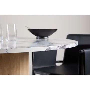 Tekla Runt Matbord 120 cm med Trä- och Ekutseende - Ljusgrå - Möbler - Bord & matgrupp - Marmorbord