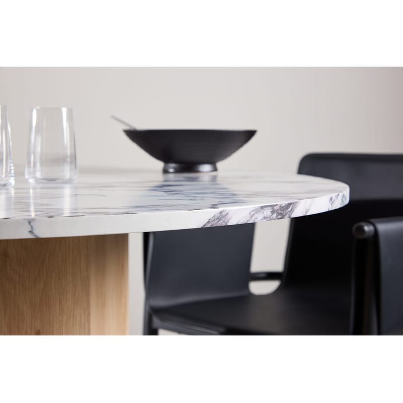 Tekla Runt Matbord 120 cm med Trä- och Ekutseende - Ljusgrå - Möbler - Bord & matgrupp - Marmorbord