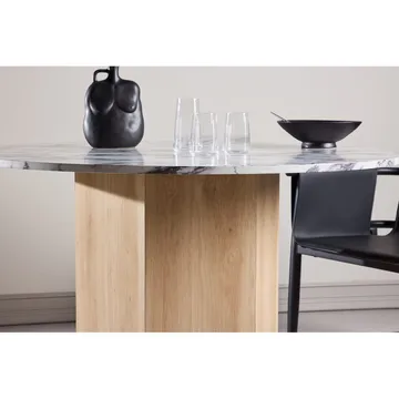 Tekla Runt Matbord 120 cm med Trä- och Ekutseende - Ljusgrå - Möbler - Bord & matgrupp - Marmorbord