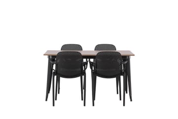 Tempe Matgrupp 140 cm Rektangulär med 4 Baltimore stolar - Svart - Möbler - Bord & matgrupp - Matgrupp