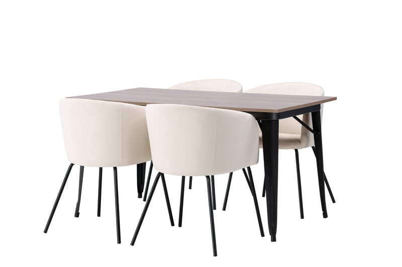 Tempe Matgrupp 140 cm Rektangulär med 4 Berit stolar - Beige - Möbler - Bord & matgrupp - Matgrupp