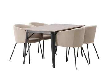 Tempe Matgrupp 140 cm Rektangulär med 4 Berit stolar - Beige - Möbler - Bord & matgrupp - Matgrupp