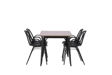 Tempe Matgrupp 140 cm Rektangulär med 4 Dyrön stolar - Svart - Möbler - Bord & matgrupp - Matgrupp