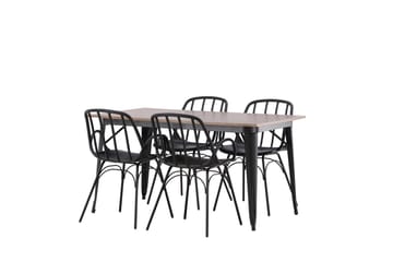 Tempe Matgrupp 140 cm Rektangulär med 4 Dyrön stolar - Svart - Möbler - Bord & matgrupp - Matgrupp