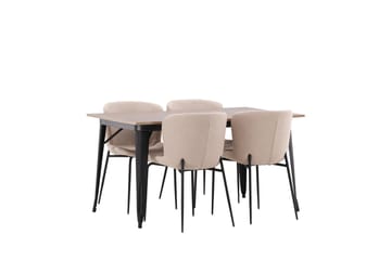 Tempe Matgrupp 140 cm Rektangulär med 4 Modesto stolar - Beige - Möbler - Bord & matgrupp - Matgrupp