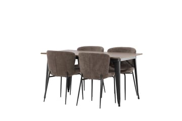 Tempe Matgrupp 140 cm Rektangulär med 4 Modesto stolar - Mörkgrå - Möbler - Bord & matgrupp - Matgrupp