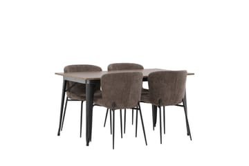 Tempe Matgrupp 140 cm Rektangulär med 4 Modesto stolar - Mörkgrå - Möbler - Bord & matgrupp - Matgrupp