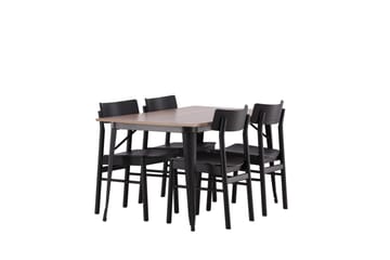 Tempe Matgrupp 140 cm Rektangulär med 4 Montros stolar - Svart - Möbler - Bord & matgrupp - Matgrupp
