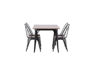 Tempe Matgrupp 140 cm Rektangulär med 4 Tempe stolar - Valnöt - Möbler - Bord & matgrupp - Matgrupp