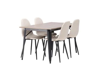 Tempe Matgrupp 140 cm Rektangulär med 4 Polar stolar - Beige - Möbler - Bord & matgrupp - Matgrupp