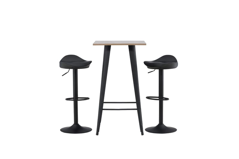 Tempe Matgrupp 60 cm Rektangulär med 2 Adesto stolar, Svart