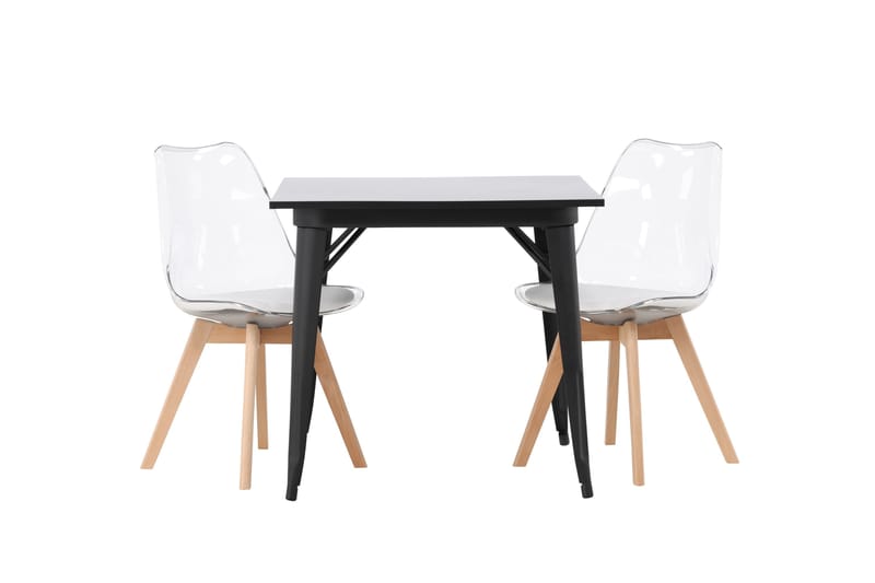 Tempe Matgrupp 80 cm Rektangulär med 2 Edvin stolar, Svart