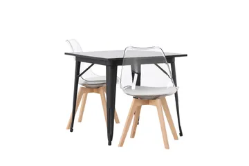 Tempe Matgrupp 80 cm Rektangulär med 2 Edvin stolar - Svart - Möbler - Bord & matgrupp - Matgrupp