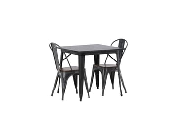 Tempe Matgrupp  80 cm Rektangulär med 2 Tempe stolar - Mörkgrå - Möbler - Bord & matgrupp - Matgrupp