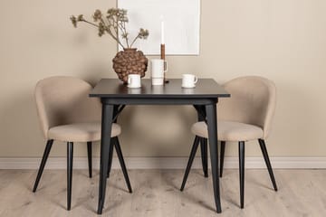 Tempe Matgrupp 80 cm Rektangulär med 2 Velvet stolar - Beige - Möbler - Bord & matgrupp - Matgrupp