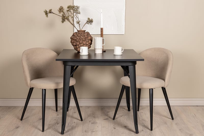 Tempe Matgrupp 80 cm Rektangulär med 2 Velvet stolar - Beige - Möbler - Bord & matgrupp - Matgrupp