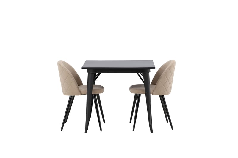 Tempe Matgrupp 80 cm Rektangulär med 2 Velvet stolar - Beige - Möbler - Bord & matgrupp - Matgrupp