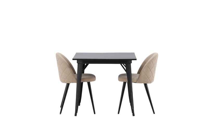 Tempe Matgrupp 80 cm Rektangulär med 2 Velvet stolar - Beige - Möbler - Bord & matgrupp - Matgrupp